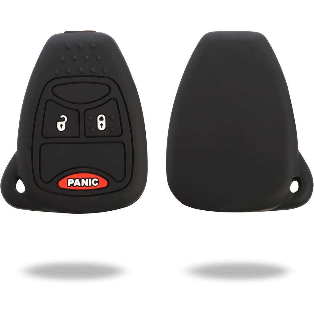 TOMALL 2 ชิ้นซิลิโคน Key Fob ฝาครอบ 3 ปุ่มใช้งานร่วมกับ Jeep Chrysler Dodge 2007-2018 Wrangler Flip 