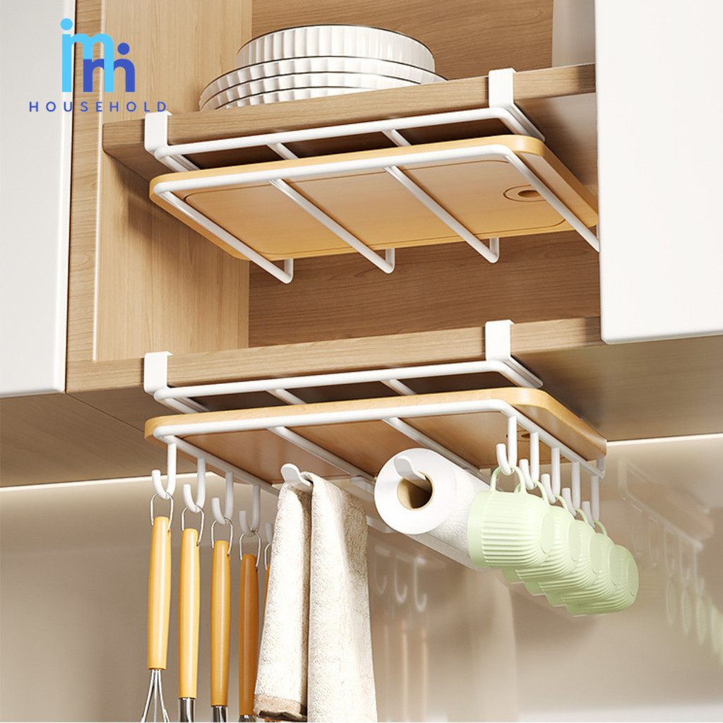 ชั้นวางของในครัวแบบแขวนใต้ตู้ สไตล์มินิมอล ใช้เก็บแก้ว เขียง ผ้า กระดาษทิชชู่ จัดระเบียบครัว - รูปที่ 2