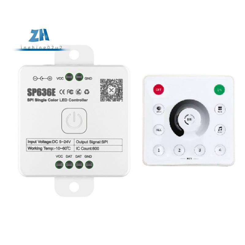 AND-SP636E SPI DC5-24v คอนโทรลเลอร์ขาวดําพร้อมรีโมทคอนโทรล AND-RC1 รองรับรีโมทคอนโทรลสัมผัส 2.4G