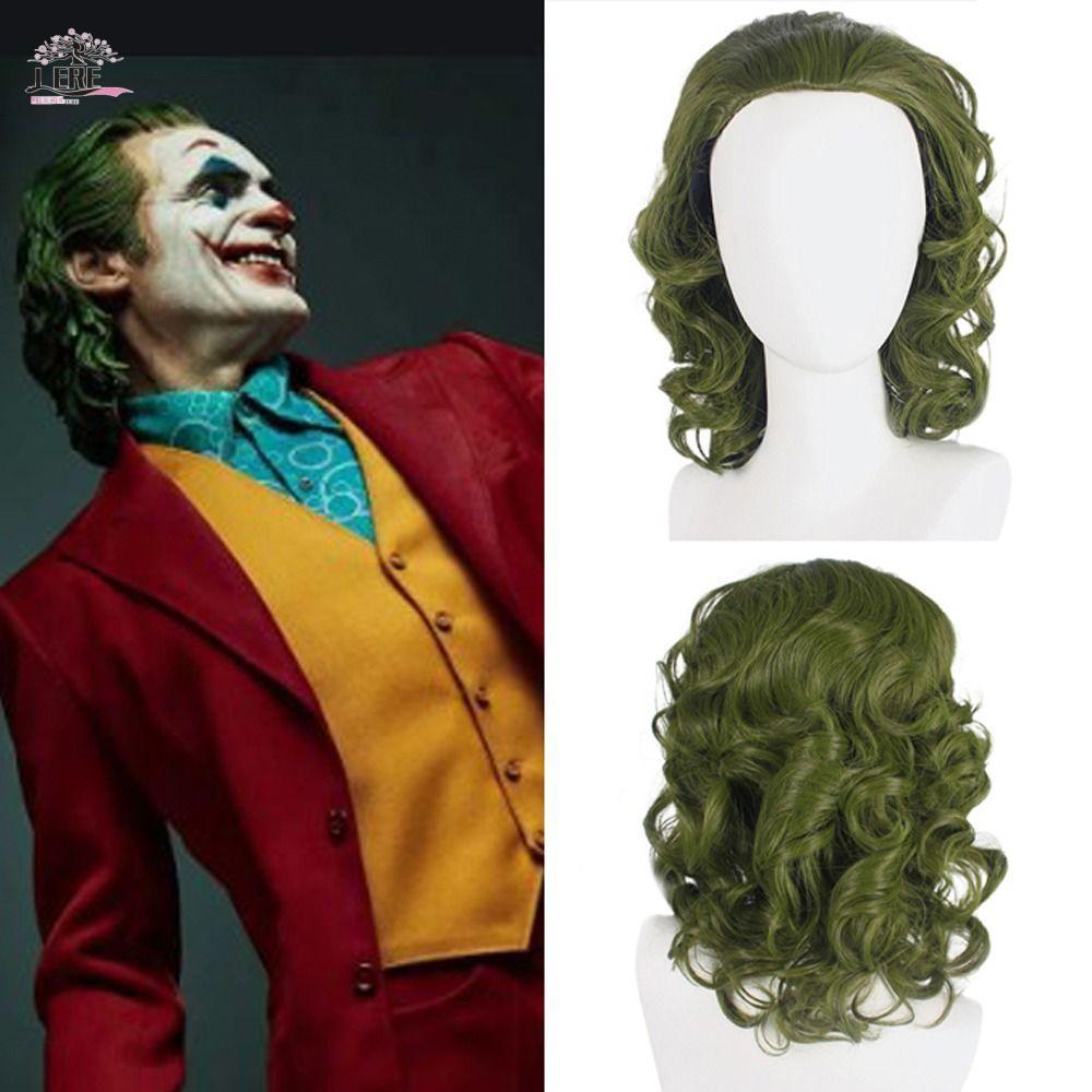 JEREMY1 Joker คอสเพลย์วิกผม,เส้นใยทนความร้อนหยักตลกผมสีเขียว,ภาพยนตร์ธรรมชาติ Arthur Slack คอสเพลย์ว