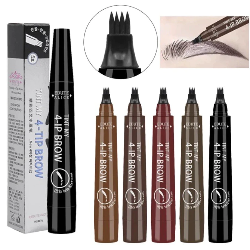 YTL ดินสอเขียนคิ้ว หัวแปรงสี่แฉก กันน้ำ ติดทนนาน สีดํา สีน้ำตาล 4 ชิ้น พร้อมแปรงปัดคิ้ว เนื้อดี เขียนง่าย เส้นคม
