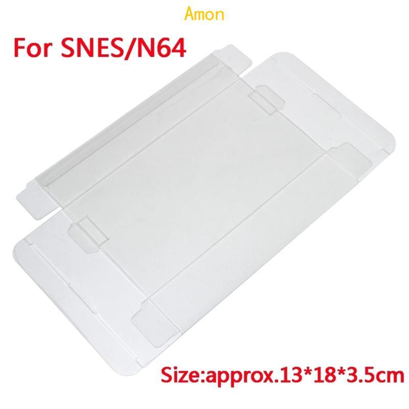 Amon Clear Transparent Game Cartridge Box Case CIB Games Cover for SNES N64