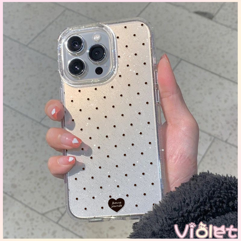 🍟Violet🍟เคสใสกากเพชรลายน่ารักๆ สำหรับเคส iPhone 17 11 Pro Max 13 11 12 14 15 Pro Max 7 8 14 16 Plus X XS XR Max SE 2020