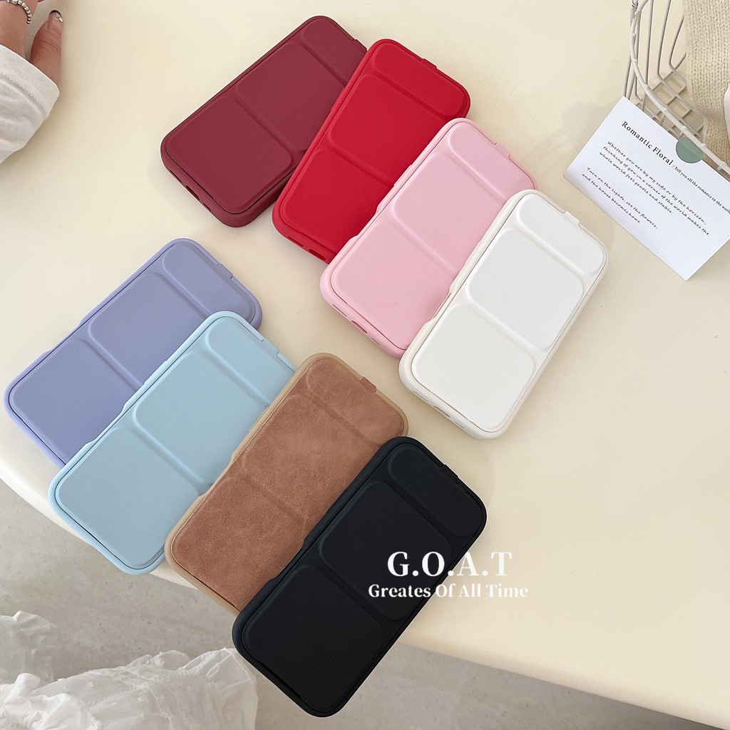 GOAT ฝาครอบแม่เหล็กสีทึบวัสดุปลอกเข้ากันได้สําหรับ iPhone 17 PRO MAX iPhone 17 16 15 14 13 12 11 PRO MAX Anti-Fall ป้องกันปกหลัง
