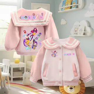 PINKเสื้อกันหนาวเด็ก ปกทหารเรือ ลายSoda pop แบบหนา ขนมิ้น กระเป๋าหน้า กระดุมหน้า *