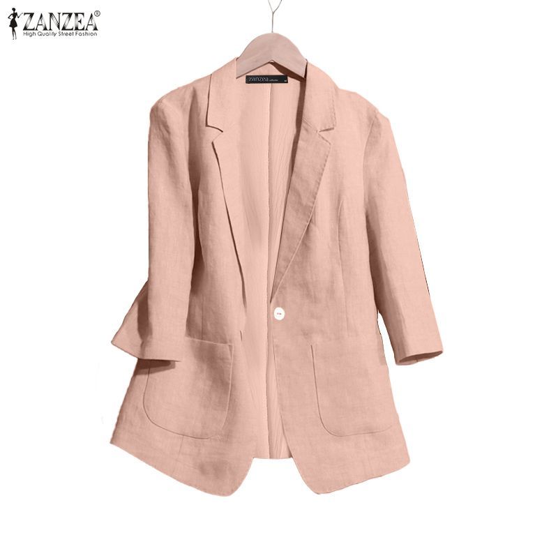 ZANZEA เสื้อเบลเซอร์สำหรับผู้หญิง สไตล์เกาหลี แขนกันหนาว ดีไซน์กระชับเอว เหมาะสำหรับการทำงานและการแต่งกายอย่างเป็นทางการ
