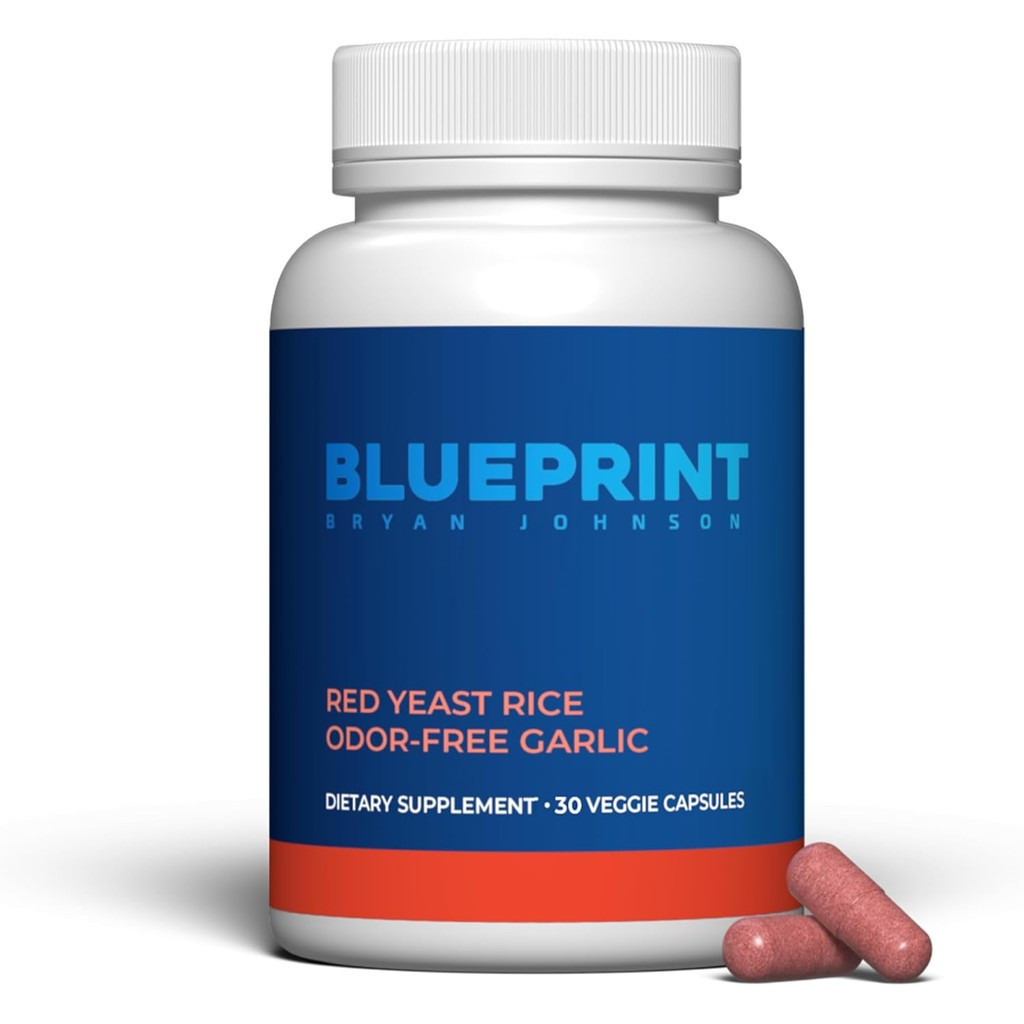 Blueprint Bryan Johnson Red Yeast Rice and Odor Free Garlic Supplement - Herbal Dietary Supplement f