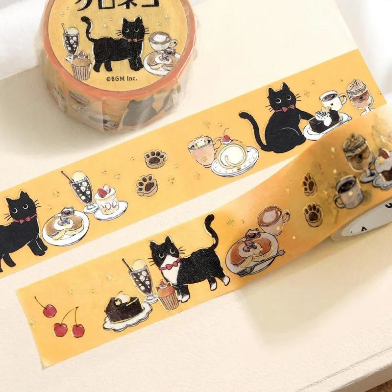 BGM ฟอยล์ปั๊ม Masking Tape Black Cat Cafe: Sweets Time