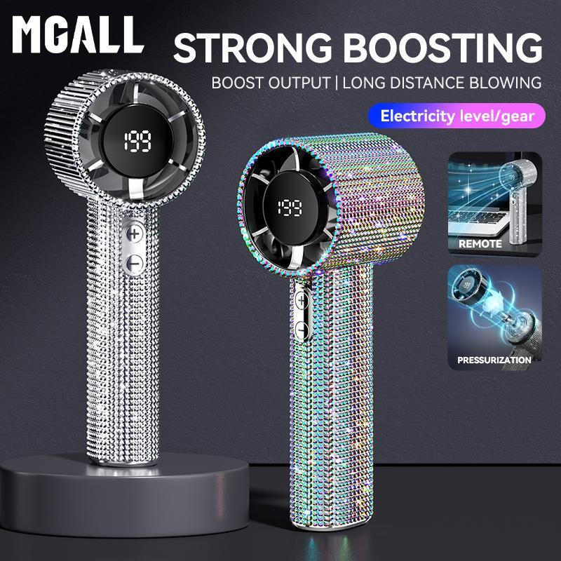 MGALL S5 All Diamond Luxury Craft พัดลมเทอร์โบมือถือแบบพกพาลมสามความเร็วพัดลมมือถืออายุการใช้งานแบตเ