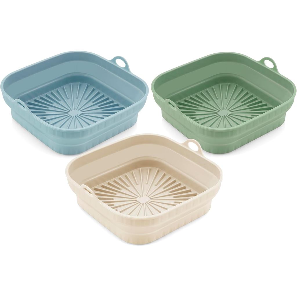 3 แพ็คซิลิโคน Air Fryer Liners นํากลับมาใช้ใหม่– Emptycolor 8 นิ้วซิลิโคน Liners สําหรับ Air Fryer ต