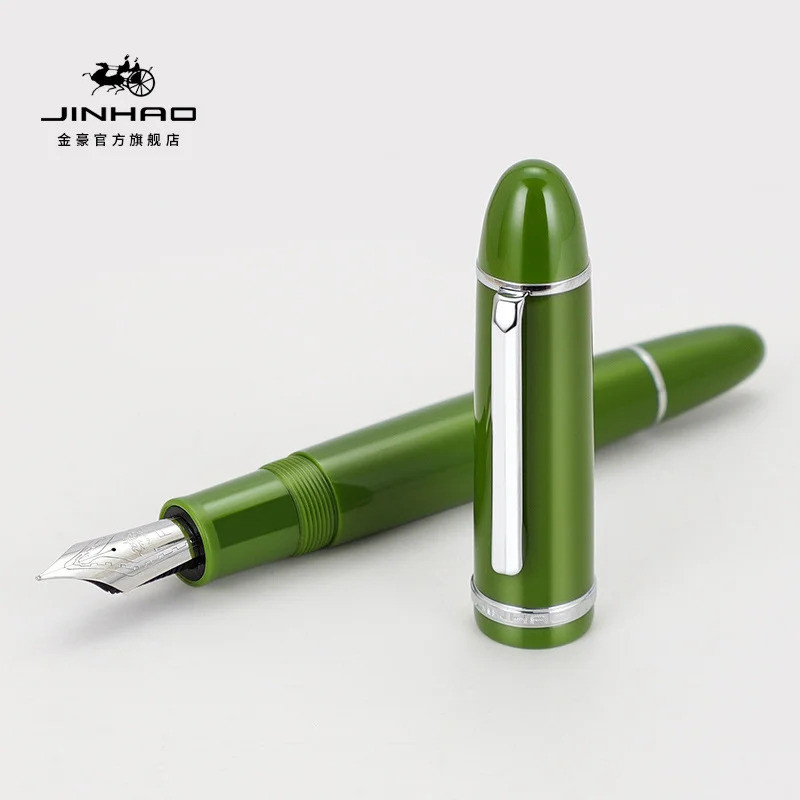 Jinhao X159 อะคริลิค Series Fountain ปากกาคลิปเงิน Iraurita Fine Nib สําหรับเขียนลายเซ็น Office Scho