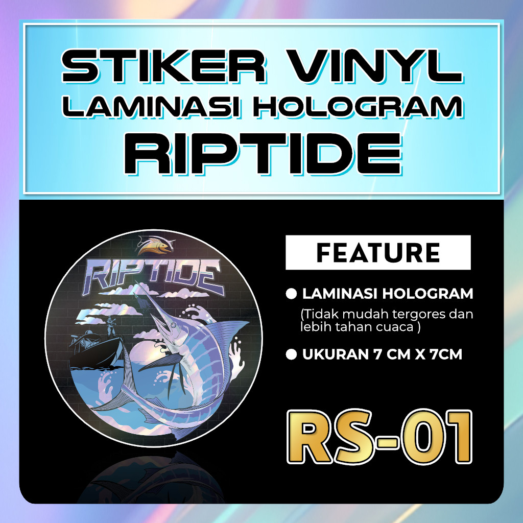 RIPTIDE RS PREMIUM สติ๊กเกอร์ตกปลา HOLOGRAM COATED VINYL MATERIAL Victory Fishing Mall
