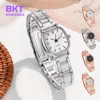 Jam Tangan Kuarsa Wanita Model Skala Sederhana Model Dial Kecil Jam Tangan Tali Baja Modis