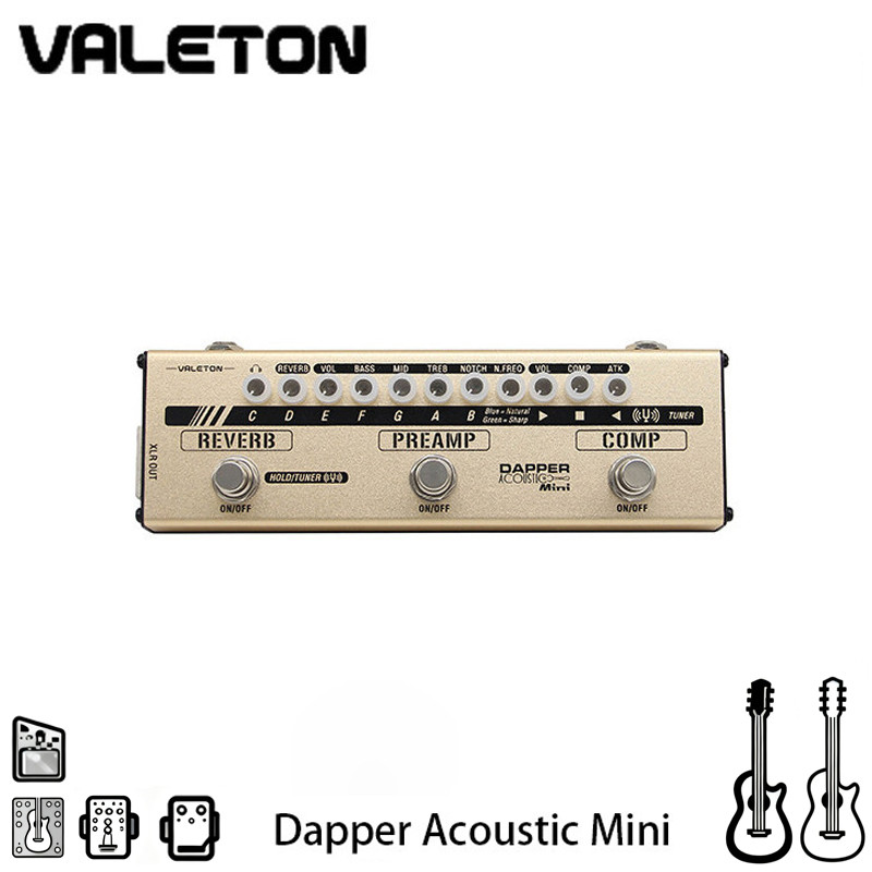 VALETON Dapper Acoustic Mini Electric-Acostic Guitar DI Analog Preamp Multi-Effects Pedal