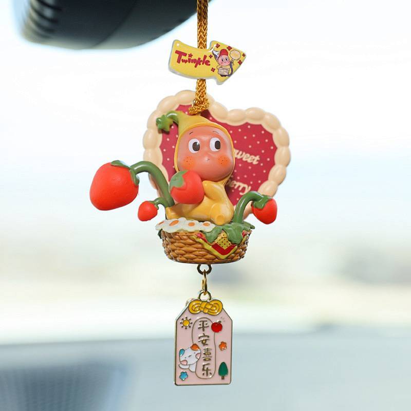 New XINGX-Person Car Rearview Mirror Hangings Cartoon Cute Car Interior Decoration Pendant Supplies Safe and Happy OjVH