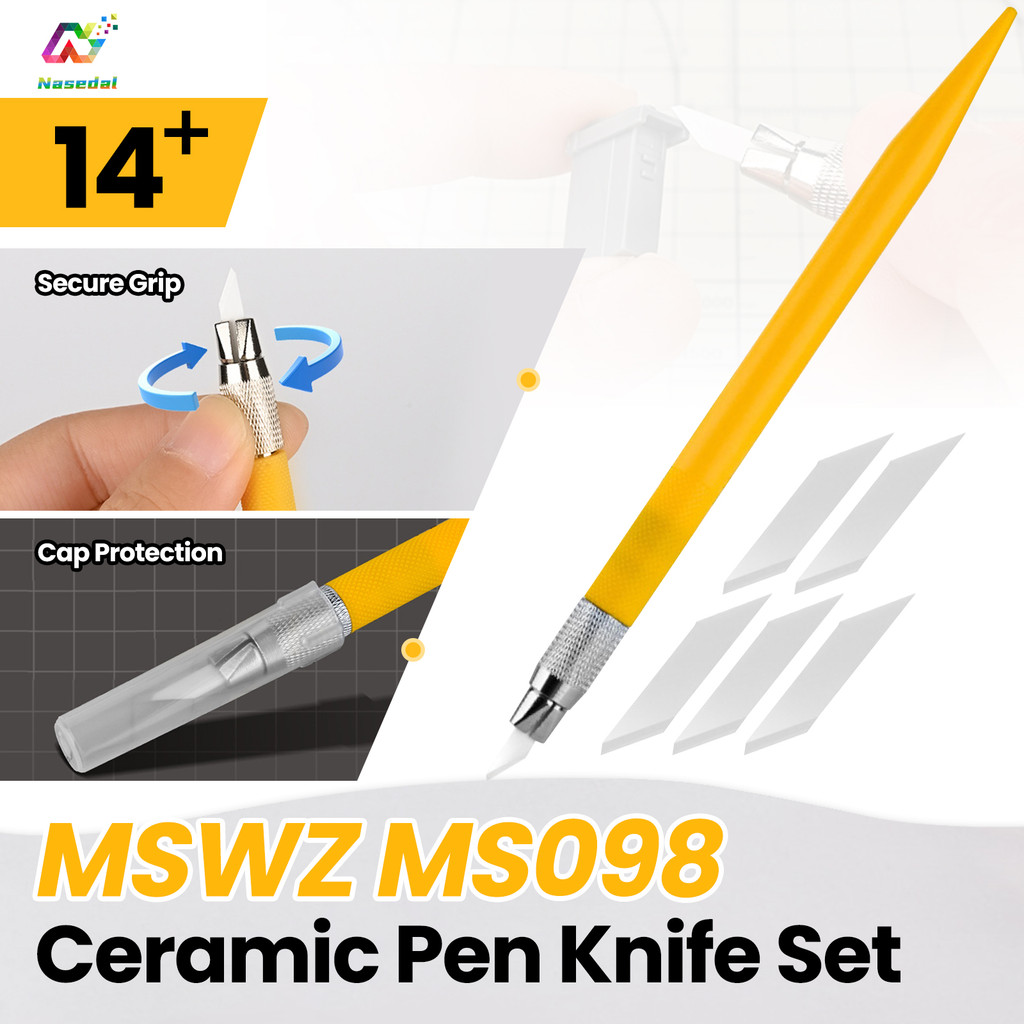 MSWZ MS098 เซรามิคใบมีดปากกามีดรุ่นเฉพาะ 5 ชิ้นใบมีดหมวก-ปกป้อง Secure Blade Hold สําหรับกันดั้มรุ่น Parting Line Scraping Nub Mark Trimming เครื่องมือ