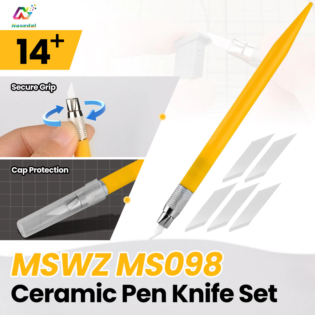 MSWZ MS098 เซรามิคใบมีดปากกามีดรุ่นเฉพาะ 5 ชิ้นใบมีดหมวก-ปกป้อง Secure Blade Hold สําหรับกันดั้มรุ่น Parting Line Scraping Nub Mark Trimming เครื่องมือ