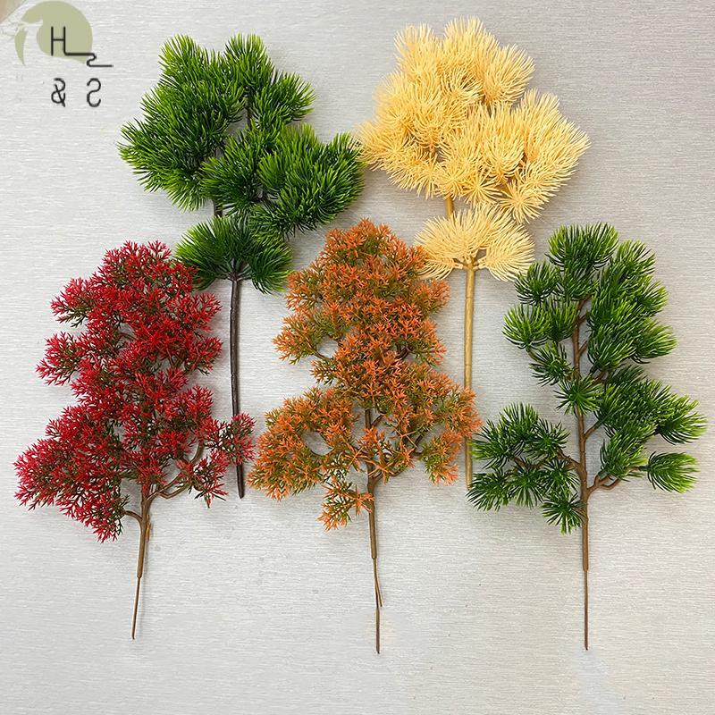 [H&S] ต้นสนเทียมพลาสติก Cypress พืชบอนไซเดสก์ท็อปสวนสาขาต้นไม้พลาสติก {th}
