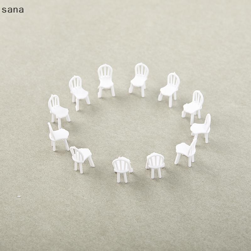 [sana] 8/10 ชิ้น 1:75 Scale Dinning Miniature เก้าอี้รุ่น Mini Dollhouse เฟอร์นิเจอร์ตกแต่ง