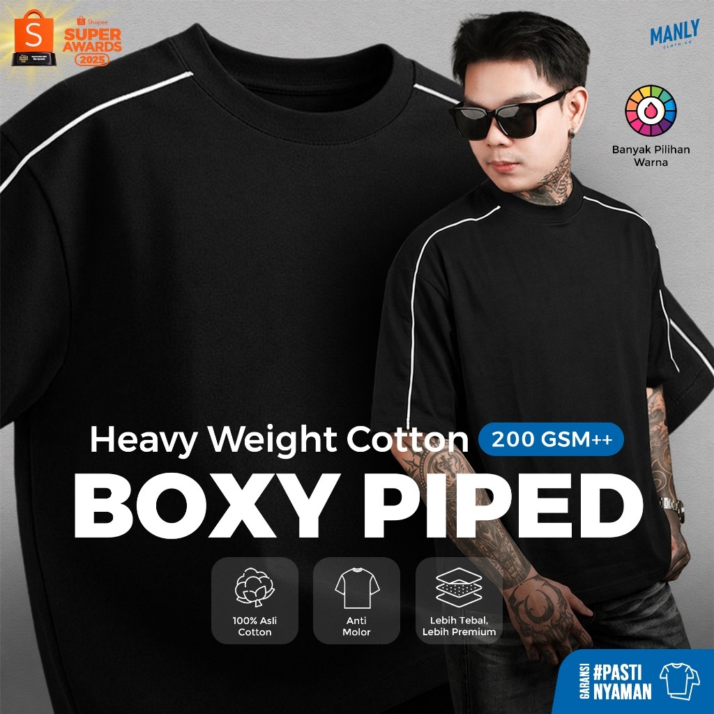 BOXY T-SHIRT Oversize Premium PIPED BOXY T-SHIRT 200 GSM++