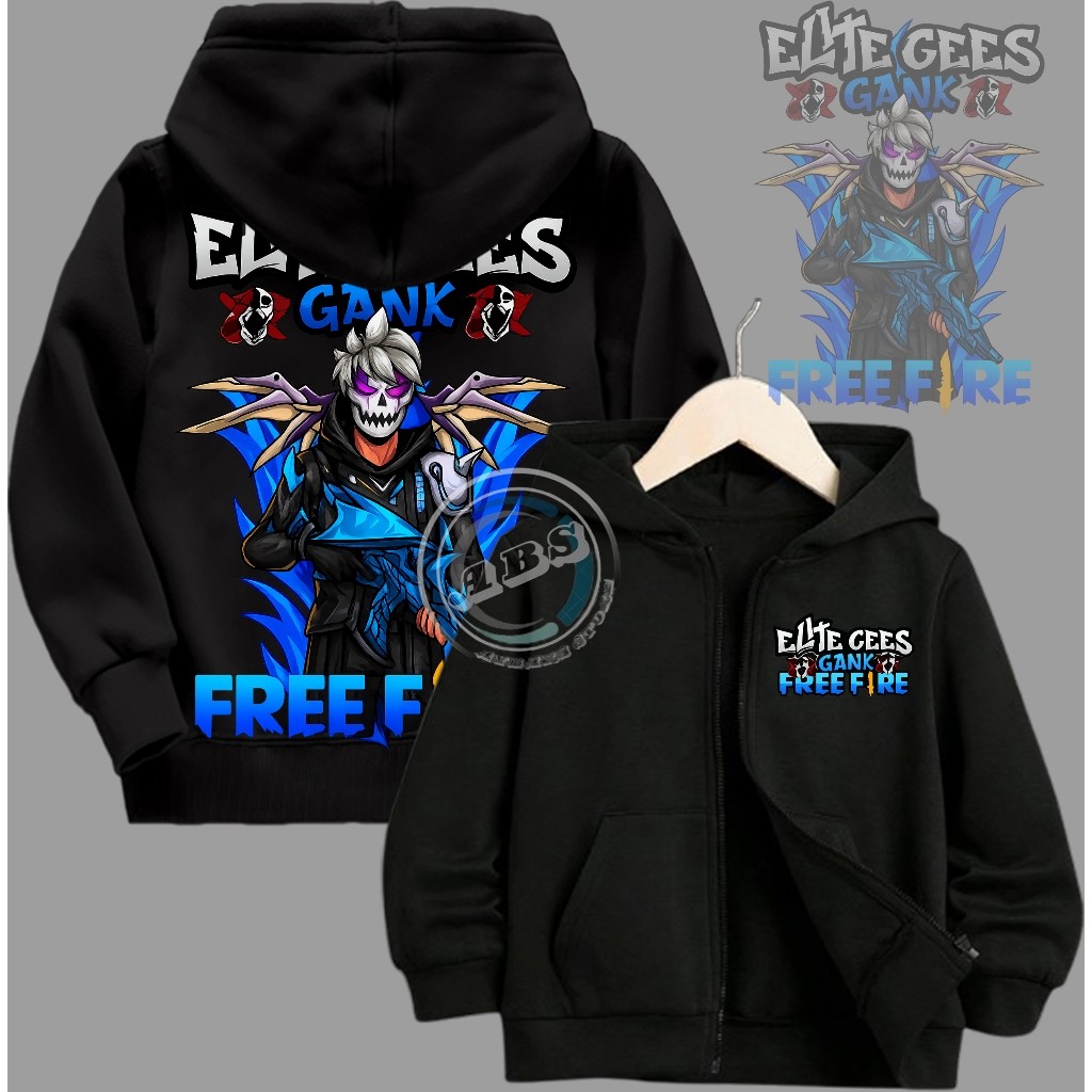 Free Fire FF Kids Hooded Zip Jacket เสื้อแจ็คเก็ตเด็ก มีซิป มีฮู้ด ลายเกม แขนยาว Unisex ขนาด 120-150cm