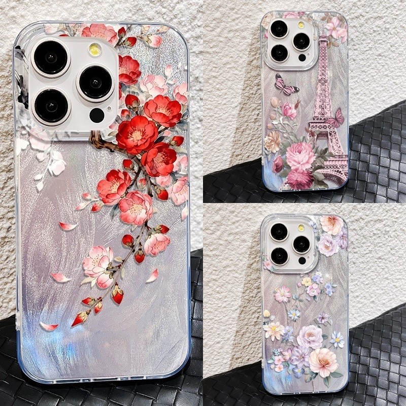 เคส สำหรับ Vivo V70 FE V60 V50 V40 V30 V30E V29E V29 Lite V27 V25 V25E Y21 Y11D Y38 Y29 Y39 Y29S Y29T Y77 Y36S Y03 Y04 Y05 Y28S Y59S Y03 Y28S หรูหราพรีเมี่ยมน่ารักดอกไม้ดอกไม้นุ่มเคสโทรศัพท์