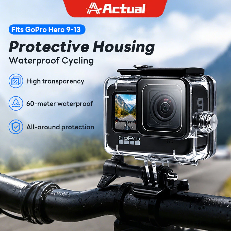 Actual เคสกันน้ำ GoPro Hero 9 10 11 12 13 ดำน้ำลึก 60 เมตร เคสกันกระแทก สำหรับปั่นจักรยาน ดำน้ำ กีฬาเอ็กซ์ตรีม