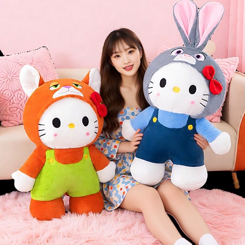 Crazy Animals Transform Hello kitty Doll Pillow Fox Rabbit Doll Plush Toy/jgoq