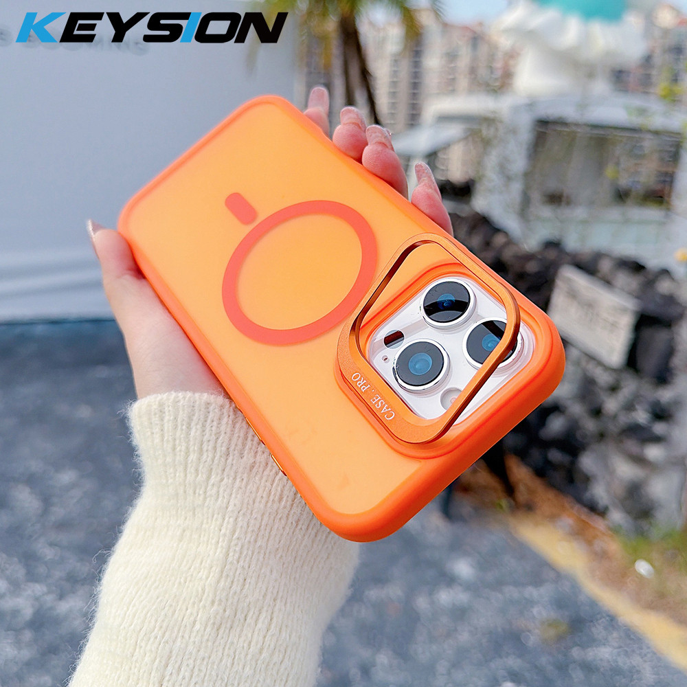KEYSION ขาตั้งเลนส์เคสโทรศัพท์แม่เหล็กสําหรับ iPhone 16 Pro Max 16 Plus Matte โปร่งแสงกันกระแทกฝาหลั