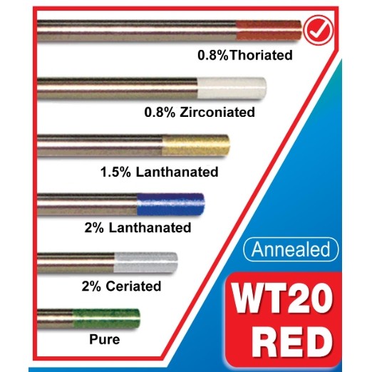 ** ยกแพค 10 เส้น**ลวดเชื่อมทังสเตน SUMO WT-20 1.6 2.4 3.2 มม. สีแดง สีเทา สีเขียว สีขาว สีฟ้า
