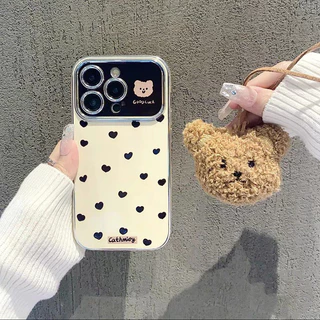 สำหรับ เคสไอโฟน 16 11 IPhone 15 11 13 12 14 Pro Max 15 13 7 8 14 16 Plus X XR XS Max ความรักรักหัวใจยิ้มการ์ตูนหมี เคส