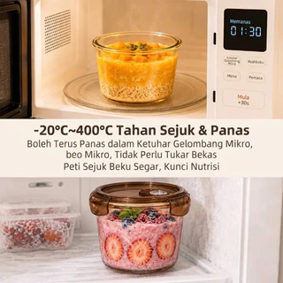 GLARO 2PCS อาหารเช้าข้าวโอ๊ตถ้วย 700ML แบบพกพา Overnight ธัญพืชโยเกิร์ตอาหารเช้าแก้วแก้วขวด Jar Cawan ข้าวโอ๊ต