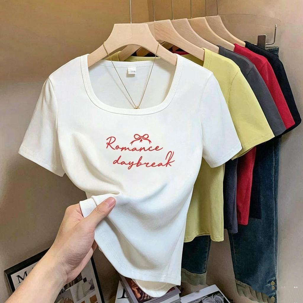 M-4XLเสื้อเบลาส์สไตล์ฤดูร้อน เสื้อฮาวายผู้หญิงลายมินิมอล เสื้อ คอ ยู เข้า รูป เสื้อยืดแขนสั้นพิมพ์ลาย เนื้อผ้าสบาย สบายๆ