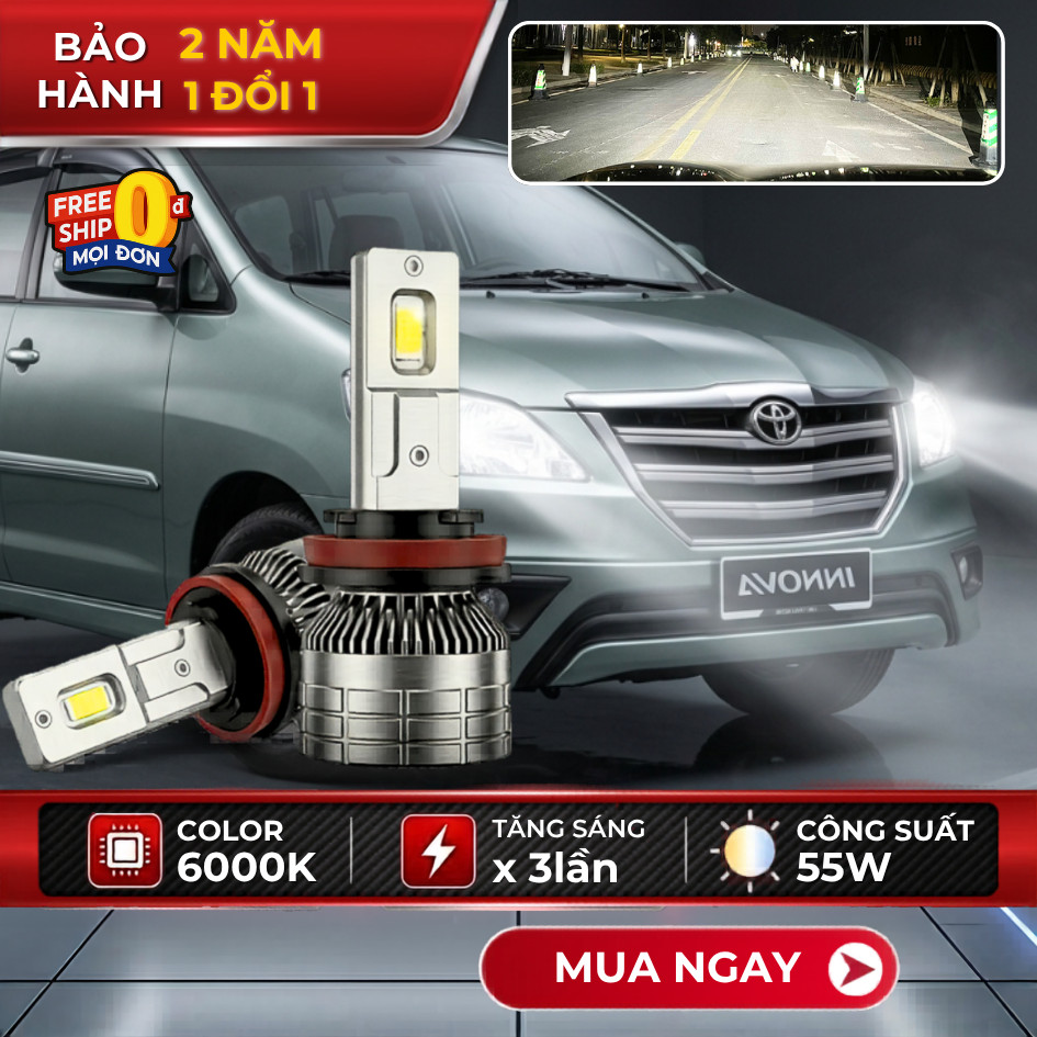ชุดไฟ LED Innova Cos 2 ดวง H4/H7/H11 55W ติดตั้งด้วยสังกะสีสําหรับการฉายภาพแสงสีขาว 2 ปีมากกว่า 500 