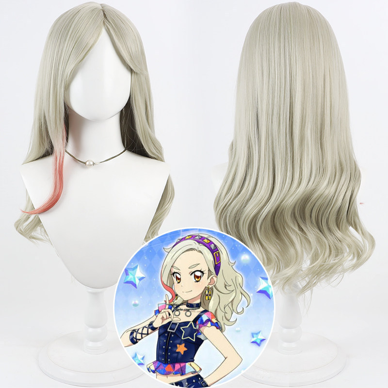 Aikatsu! Rin Kurosawa Cosplay Wig Realistic Simulation Scalp Top Light Green Curly Heat Resistant Sy