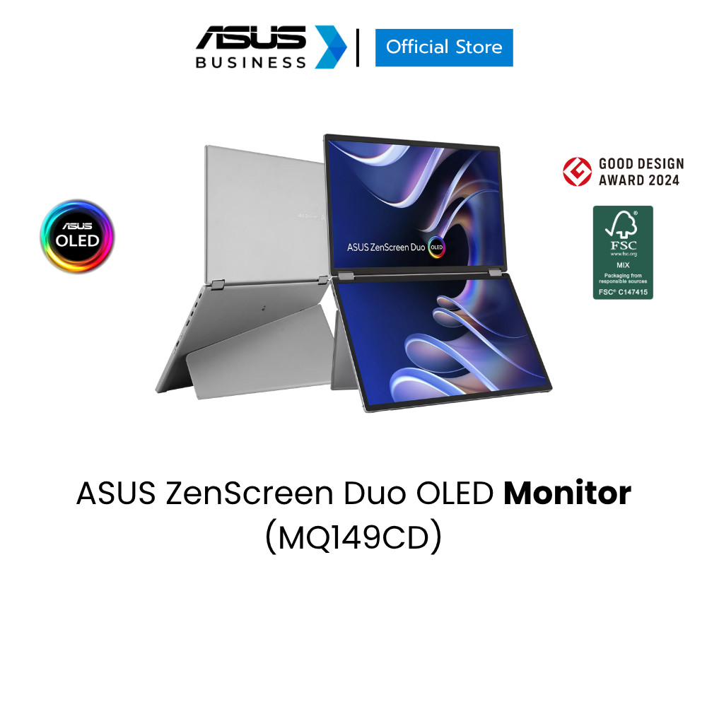 ASUS ZenScreen MQ149CD Portable Monitor (จอมอนิเตอร์) – Dual 14-inch WUXGA (1920x1200) OLED, 60Hz