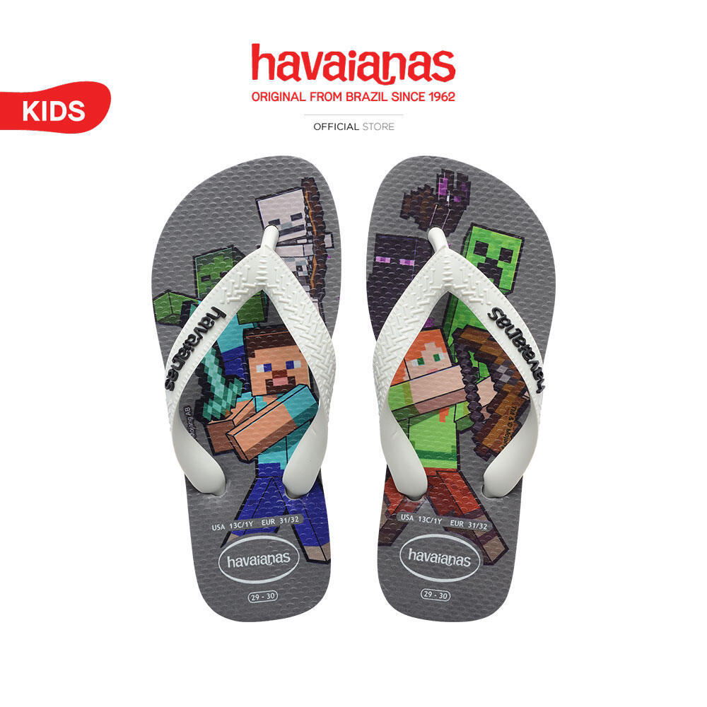 HAVAIANAS รองเท้าแตะ Kids Minecraft Gray Steel/White 414512510773K_S6GYWT