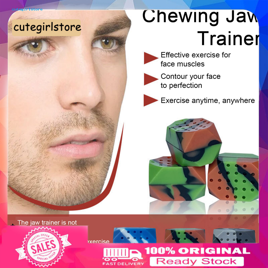 Cute_ เริ่มต้น Jawline เครื่องมือออกกําลังกายเกรดอาหาร Jaw Trainer 2pcs Jawline Exerciser สําหรับผู้