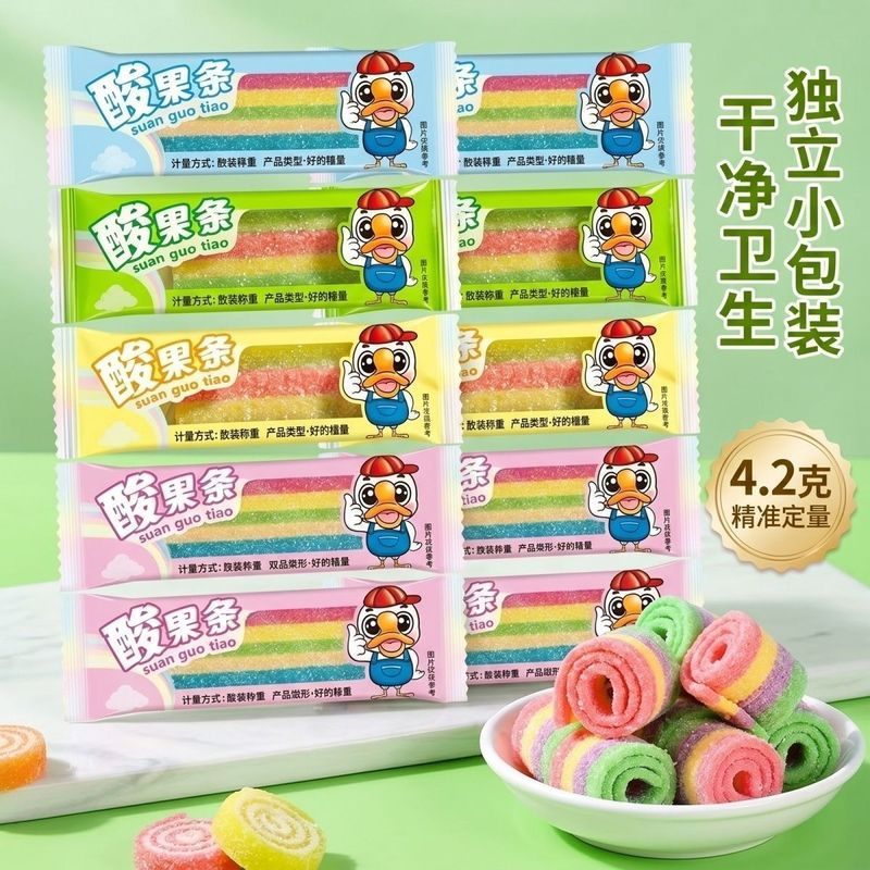 彩虹条软糖网红果条独立包装长条果汁条儿童零食' 礼包年货Fruit Rainbow Candy Sweet Juice Candy 'Fruit Rainbow Candy Long Strip Ch
