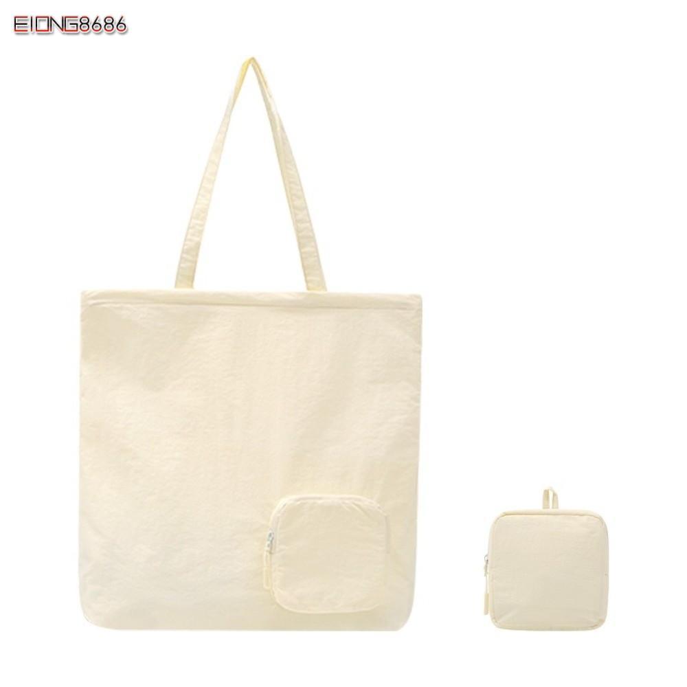 EIONG8686FT กระเป๋าช้อปปิ้ง, กระเป๋าเดินทางผู้หญิงพับได้สีทึบ, น้ําหนักเบาความจุขนาดใหญ่ Taslon กระเป๋าสะพายใช้งานง่าย