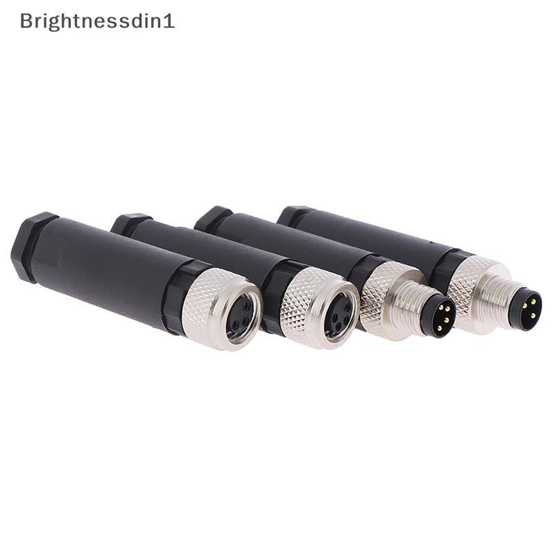 [Brightnessdin] 1 PC M8 Sensor Connector 3/4 Pin ปลั๊กมุมตรงชาย/หญิง Bq