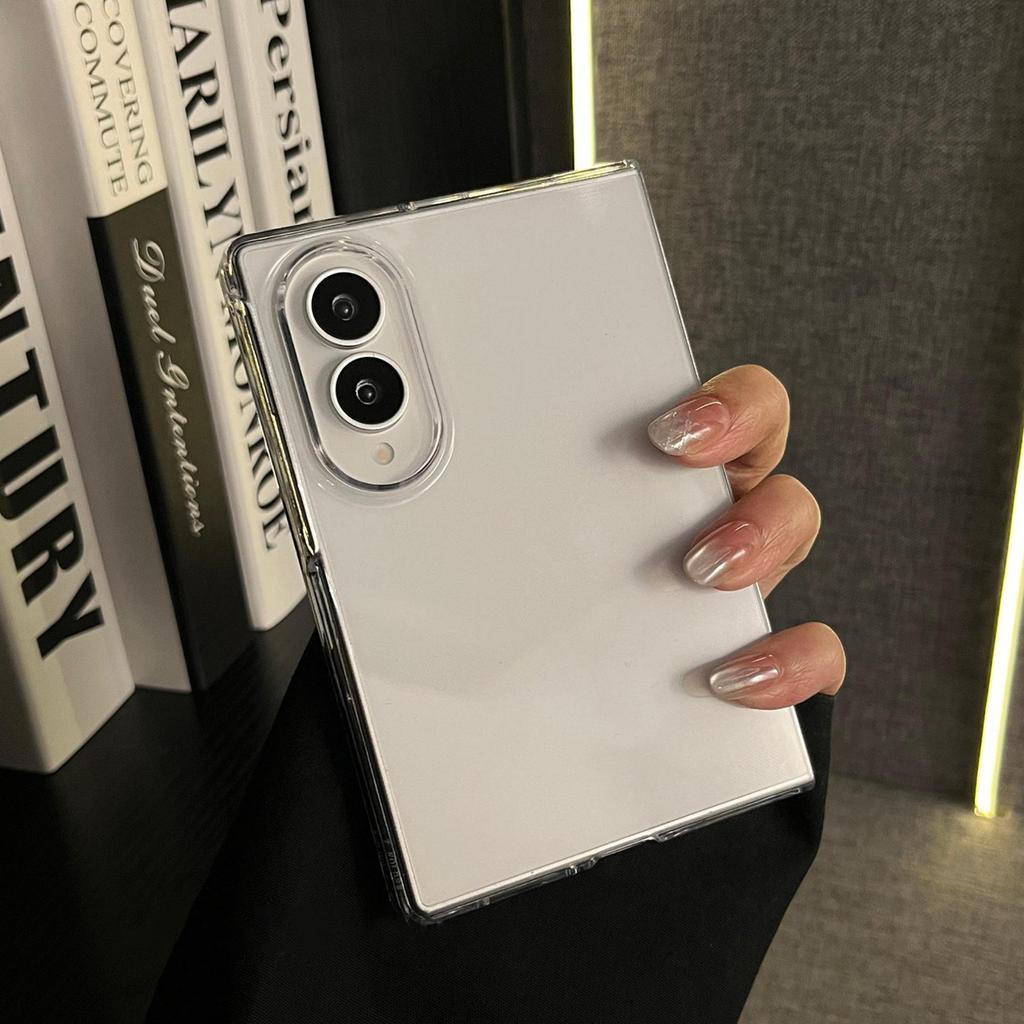 Ins Simple Classicโปร่งใสเคสโทรศัพท์บางเฉียบสําหรับGalaxy Z Fold8 กว้างZ Fold8 กว้างZ Fold8 กันกระแทกฮาร์ดปกหลัง