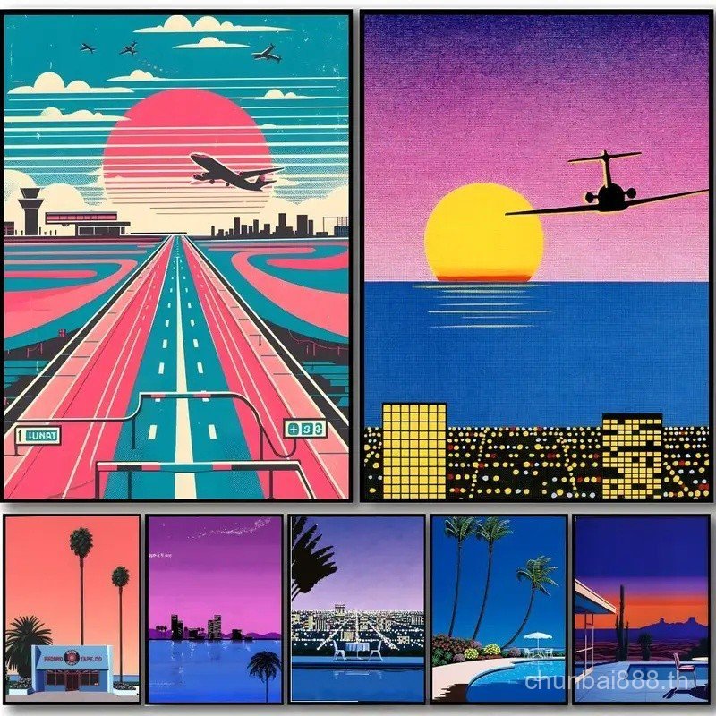ภูมิทัศน์ย้อนยุคภาพประกอบ H-Hiroshi Nagai โปสเตอร์บาร์ความงามตกแต่งสํานักงานห้องนอนผนังตกแต่งบ้านของ
