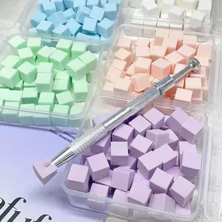 Zuliye789ps] 50pcs Mini Square เล็บฟองน้ําแป้งพัฟเล็บ Art เจลภาษาโปลิชคําเครื่องมือแต่งหน้าเครื่องสําอางค์เล็บบัฟเฟอร์ Blo สําหรับอุปกรณ์แต่งใหม่