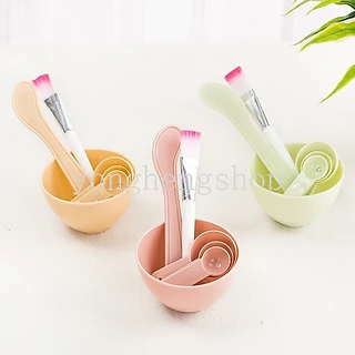 4 In1 Beauty Skin Care พร้อมแปรงผสมไม้พาย ช้อนตวง ชามผสม แปรงแต่งหน้า 6 ชิ้น / ชุด