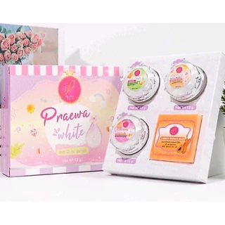 ยกเซต ครีมแพรวาไวท์ ครีม 3 กระปุก สบู่ 1 ก้อน Praewa White ครีมแพรวาไวท์ ขนาด12กรัม. พร้อมส่ง เเท้💯
