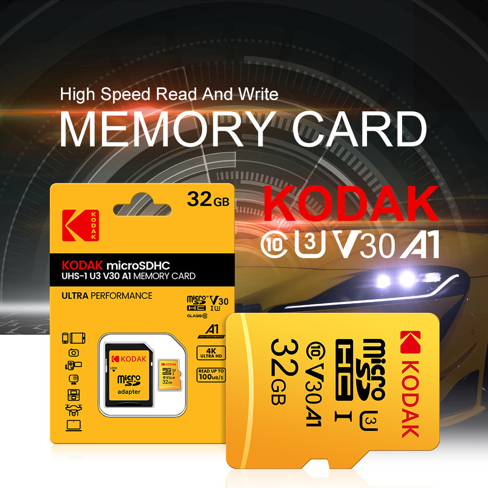 โคดาค์ Micro SD Card Kodak U3 A1 100MB/s | 32GB, 64GB, 128GB, 16GB | V30 4K HD วิดีโอ