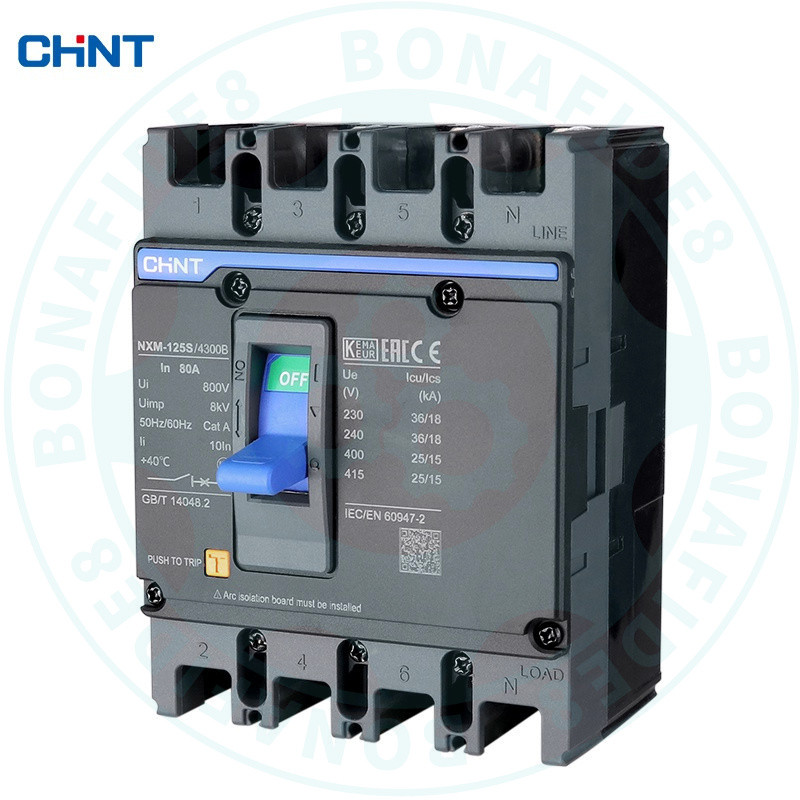 CHINT MCCB รุ่น NXM-125S/4300B 4P 25kA เซอร์กิตเบรกเกอร์เคสขึ้นรูป อุปกรณ์ควบคุม เซอร์กิตเบรกเกอร์