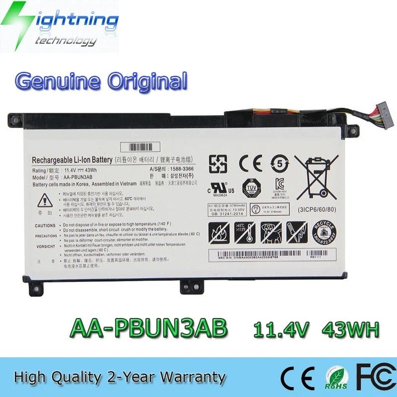 ใหม่ AA-PBUN3AB 11.4V 43Wh แบตเตอรี่แล็ปท็อปสําหรับ Samsung NP740U5L-Y02US NP740U3M NP730QAA NP300E5