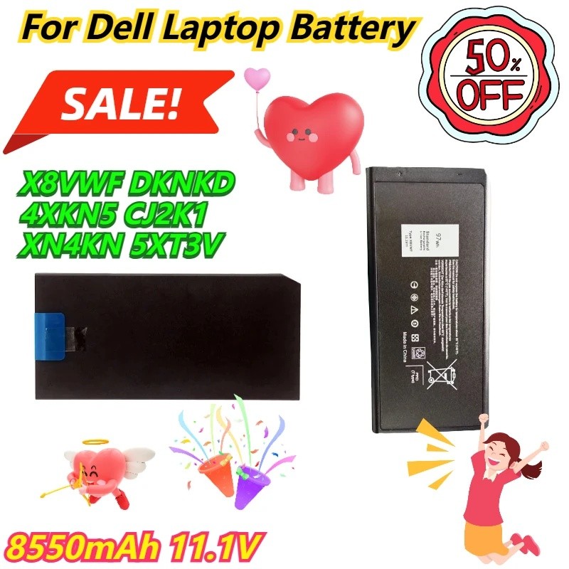 8550mAh 11.1V สําหรับ Dell X8VWF DKNKD 4XKN5 CJ2K1 XN4KN 5XT3V แบตเตอรี่แล็ปท็อป